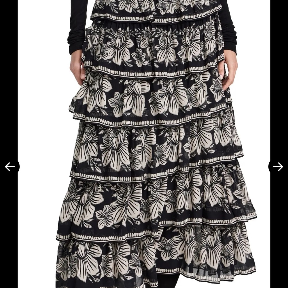 FARM Rio Black & White Floral Tiered Maxi Skirt - Picture 9 of 11